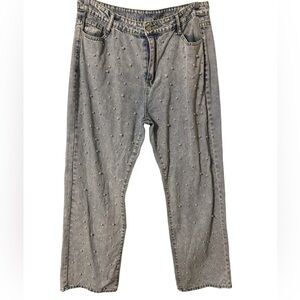 Light denim jeans with pearl embellishments Size XXL No brand tags